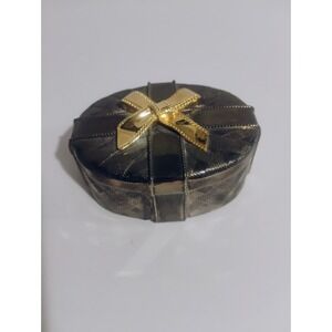 Godinger Silver-Plated Oval Vintage Jewelry Box With Original Lining 3"x4" Core